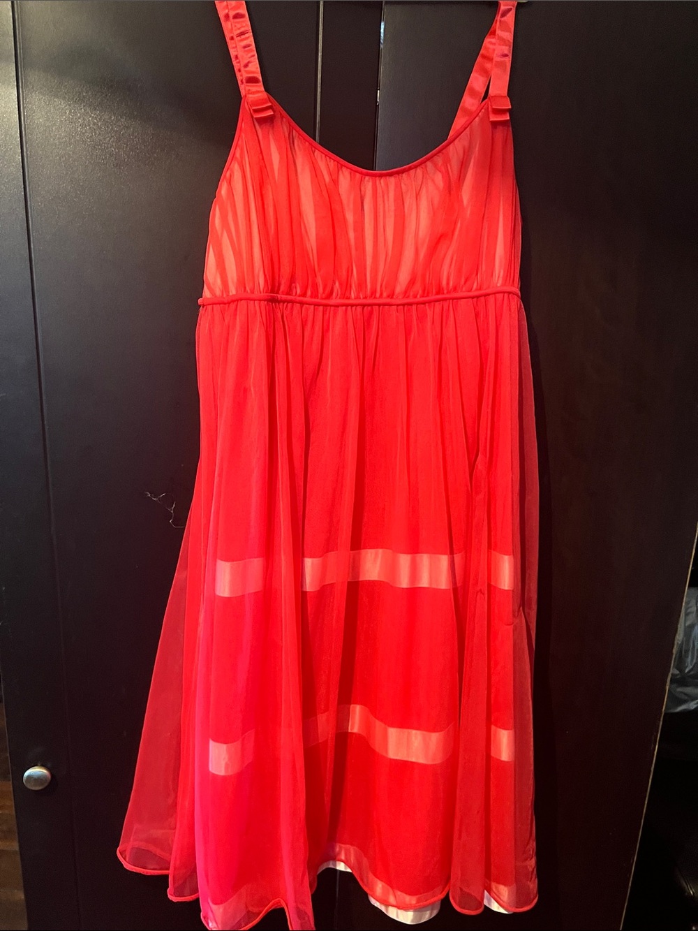 Shadowline Sheer Red Babydoll Slip Dress - Women Intimates & Sleepwear